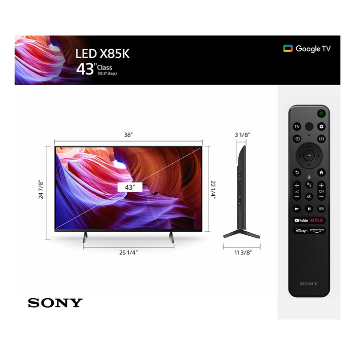 Sony Bravia TV 55" | 4K Ultra HD | High Dynamic Range (HDR) | Smart (Google TV)